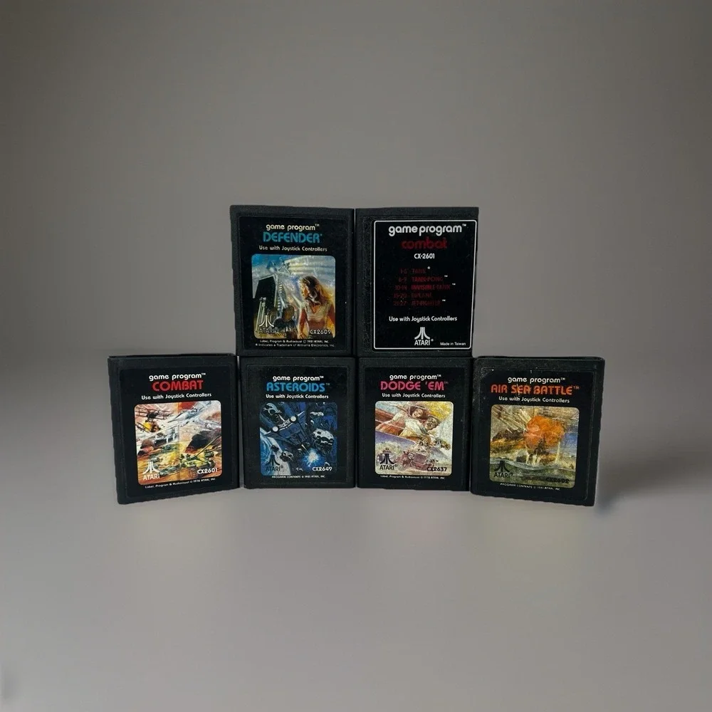 Atari 2600‎ Games Lot of 6 Combat Defender Asteroids Air Sea Battle Dodge
